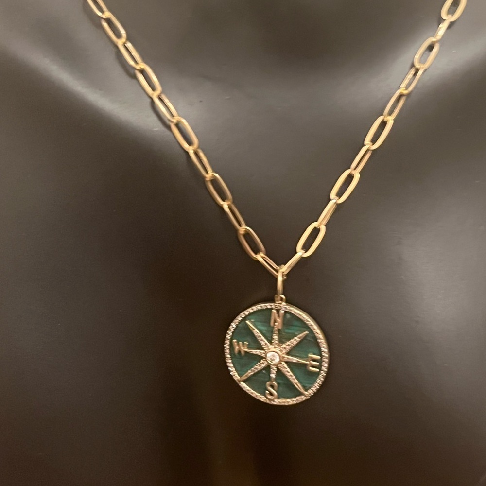 Compass Malachite in 14k YG